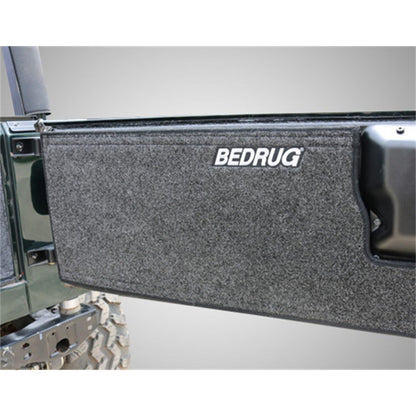 BedRug Jeep Tailgate 87-95 Jeep YJ Tailgate Mat - Charcoal (BRYJTG) installed on a Jeep tailgate.