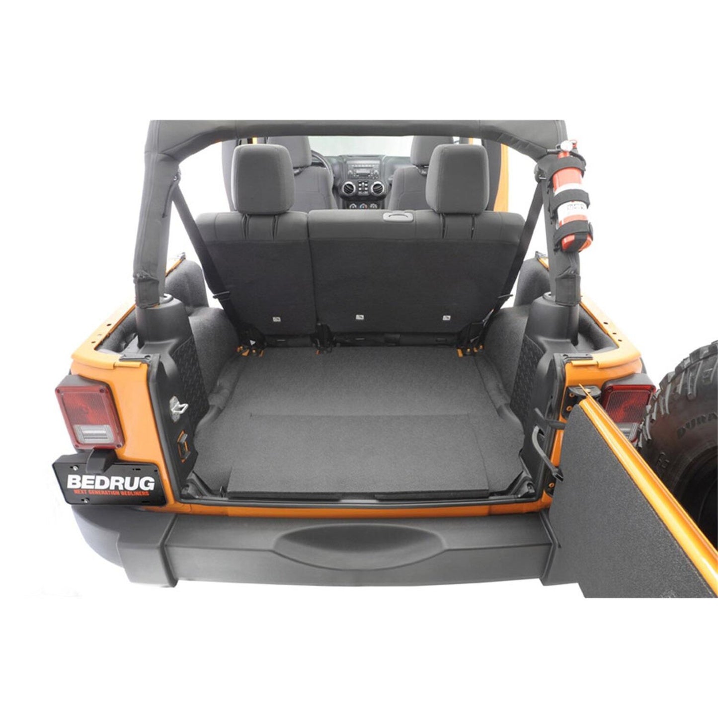 BedRug Jeep Bedtred 11-18 JK 2Dr Rear 5Pc Cargo Kit Rear Kit Incl. Drivers Wheel Well/ Passengers Wheel Well/ Rear Cargo Floor/ Tailgate And Tub Liner Bed Liner - Charcoal (BTJK11R2) installed in Jeep.