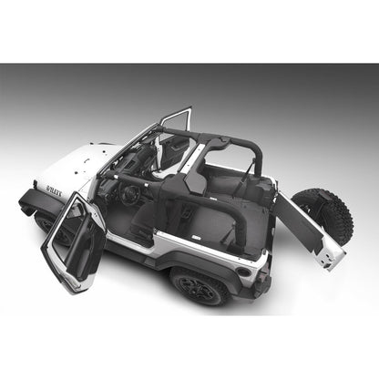 BedRug Jeep Bedtred 11-18 JK 2Dr Rear 5Pc Cargo Kit Rear Kit Incl. Drivers Wheel Well/ Passengers Wheel Well/ Rear Cargo Floor/ Tailgate And Tub Liner Bed Liner - Charcoal (BTJK11R2) installed in Jeep.