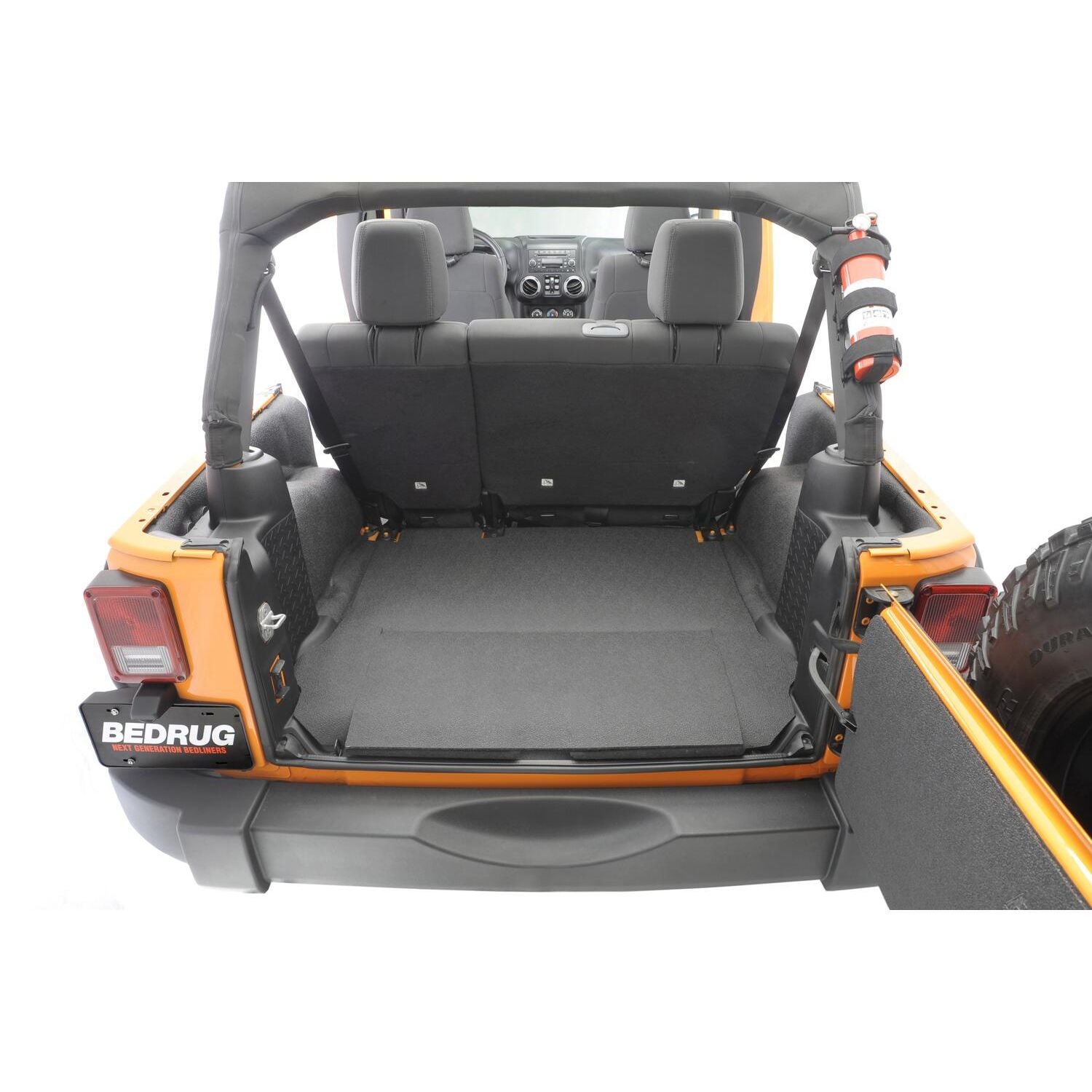 BedRug Jeep Bedtred 11-18 JK Unltd 4Dr Rear 5Pc Cargo Kit Rear Kit Incl. Drivers Wheel Well/ Passengers Wheel Well/ Rear Cargo Floor/ Tailgate And Tub Liner Bed Liner - Charcoal (BTJK11R4)