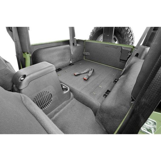 BedRug | Jeep Bedtred 97-06 Jeep TJ 97-06 Rear 4Pc Cargo Kit Incl. Driver Left Hand Panel Passenger Right Hand Panel Cargo Area Tailgate Replaces Factory Carpet Kit Charcoal BedRug | BTTJ97R