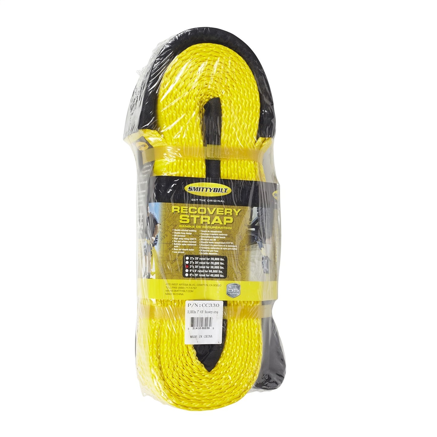 Smittybilt Recovery Strap 3 in. x 30 ft. Rated 30000 lbs. I CC330