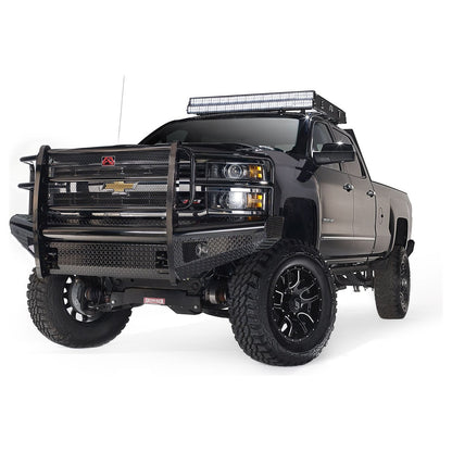 Fab Fours Black Steel Front Ranch Bumper 2 Stage Black Powder Coated w/Full Grill Guard Incl. Light Cut-Outs l CH05-S1360-1
