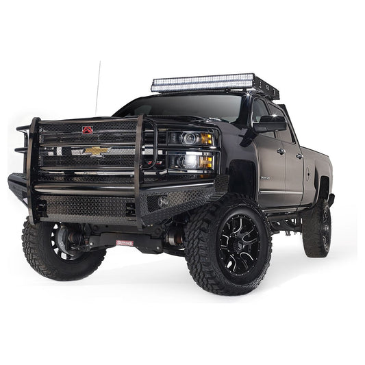 Fab Fours Black Steel Front Ranch Bumper 2 Stage Black Powder Coated w/Full Grill Guard Incl. Light Cut-Outs l CH05-S1360-1