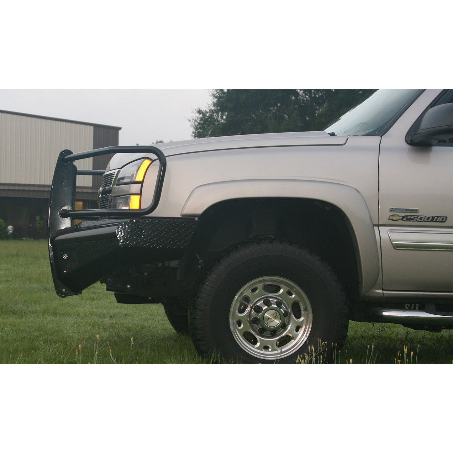 Fab Fours Black Steel Front Ranch Bumper 2 Stage Black Powder Coated w/Full Grill Guard Incl. Light Cut-Outs l CH05-S1360-1