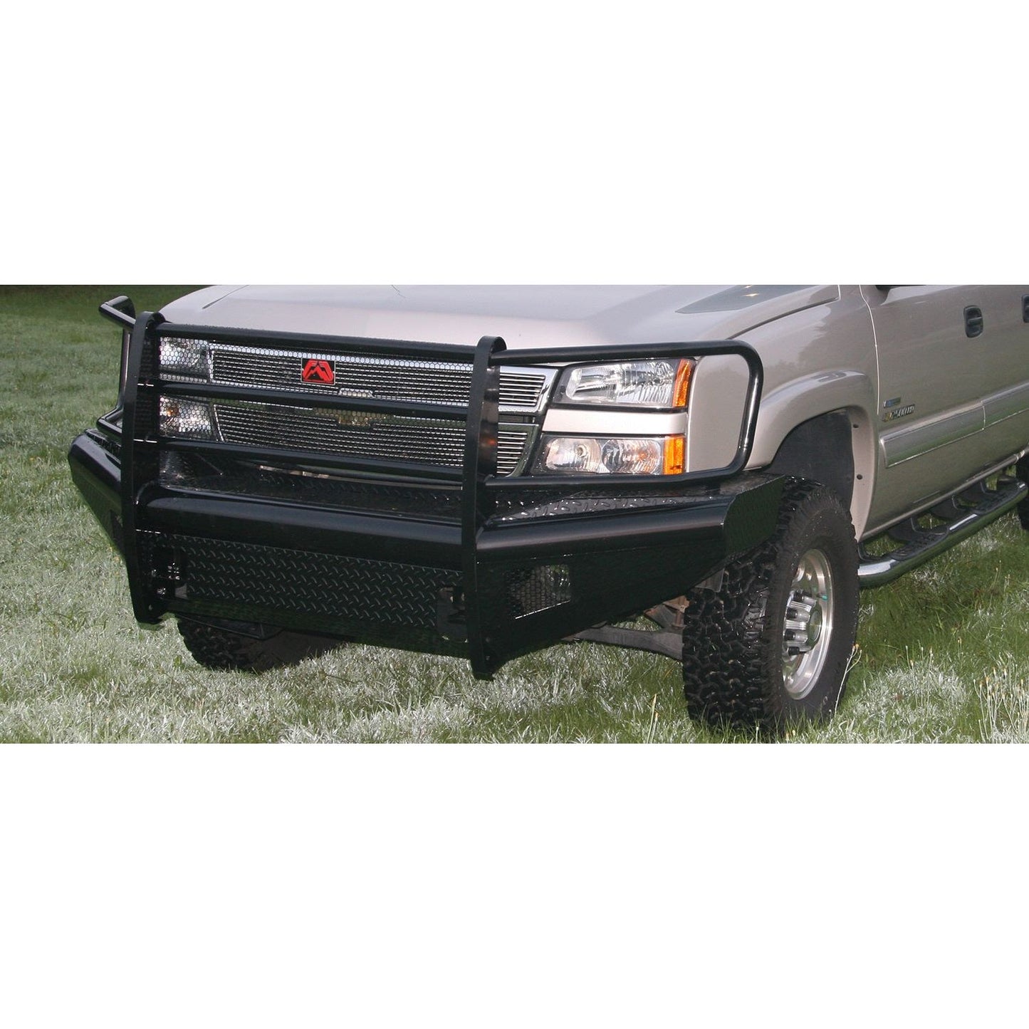 Fab Fours Black Steel Front Ranch Bumper 2 Stage Black Powder Coated w/Full Grill Guard Incl. Light Cut-Outs l CH05-S1360-1