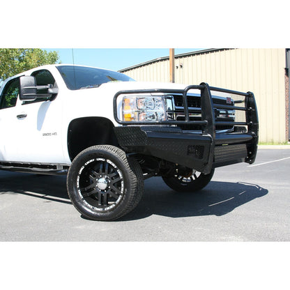 Fab Fours Black Steel Front Ranch Bumper 2 Stage Black Powder Coated w/Full Grill Guard Incl. Light Cut-Outs l CH08-S2060-1