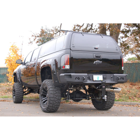 Fab Fours Heavy Duty Rear Bumper 2 Stage Black Powder Coated Incl. 0.75 in. D-Ring Mount l CH08-W1450-1