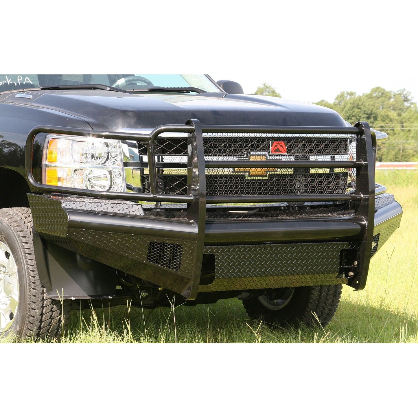 Fab Fours Black Steel Front Ranch Bumper 2 Stage Black Powder Coated w/Full Grill Guard Incl. Light Cut-Outs l CH11-S2760-1