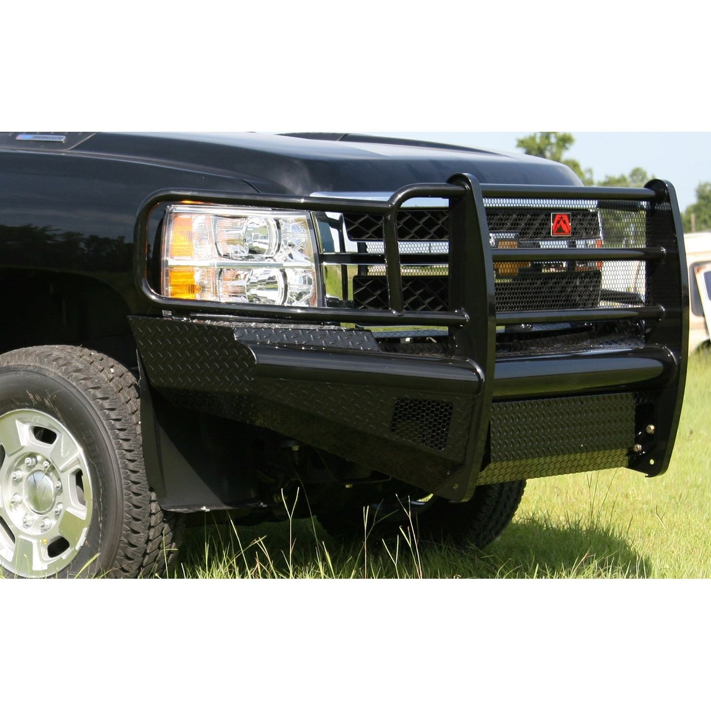 Fab Fours Black Steel Front Ranch Bumper 2 Stage Black Powder Coated w/Full Grill Guard Incl. Light Cut-Outs l CH11-S2760-1