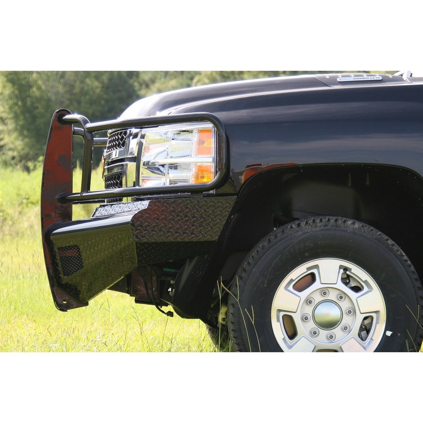 Fab Fours Black Steel Front Ranch Bumper 2 Stage Black Powder Coated w/Full Grill Guard Incl. Light Cut-Outs l CH11-S2760-1