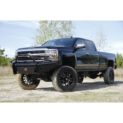 Fab Fours Black Steel Front Ranch Bumper 2 Stage Black Powder Coated w/Pre-Runner Grill Guard Incl. Light Cut-Outs l CH11-S2762-1