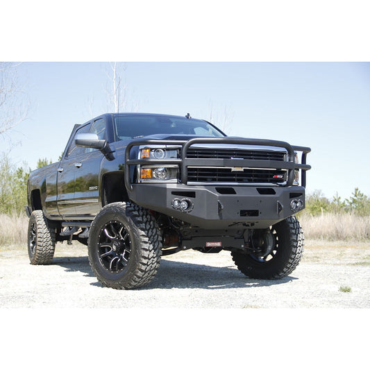 Fab Fours Premium Heavy Duty Winch Front Bumper 2 Stage Black Powder Coated w/Full Grill Guard Incl. Fog And Turn Lights Air Ducts D-Ring Mounts l CH14-A3050-1