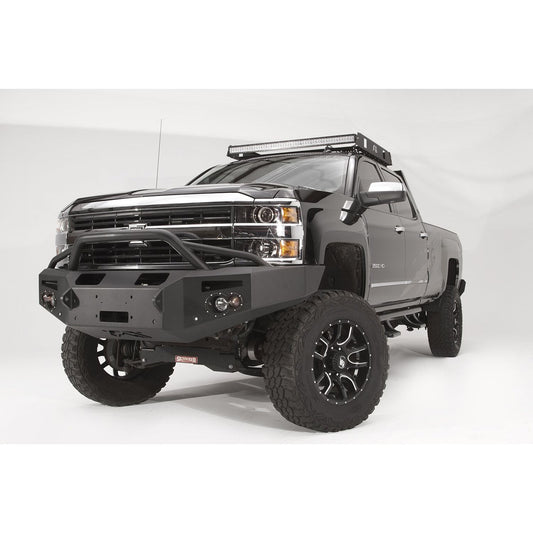 Fab Fours Premium Winch Front Bumper 2 Stage Black Powder Coated w/Pre-Runner Grill Guard w/Sensors l CH14-C3052-1