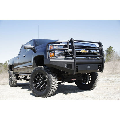 Fab Fours Elite Front Ranch Bumper 2 Stage Black Powder Coated w/Full Grill Guard And Tow Hooks l CH14-Q3060-1