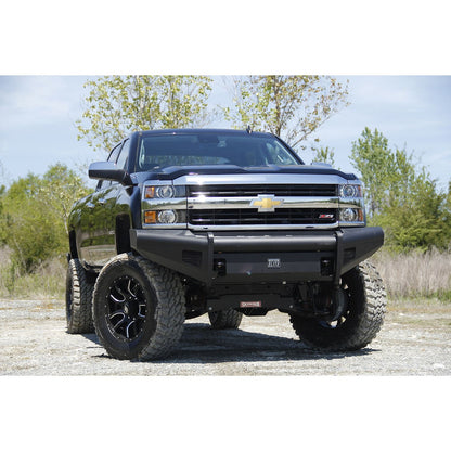 Fab Fours Elite Front Ranch Bumper 2 Stage Black Powder Coated w/o Grill Guard w/Tow Hooks l CH14-Q3061-1