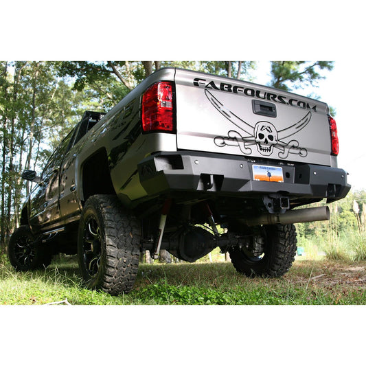 Fab Fours Premium Rear Bumper 2 Stage Black Powder Coated w/Sensors l CH14-W3051-1