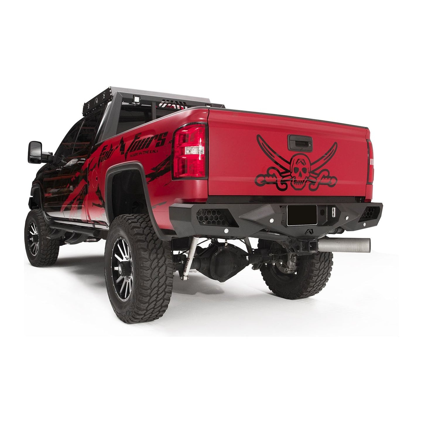 Fab Fours Vengeance Rear Bumper 2 Stage Black Powder Coated w/Sensors l CH15-E3051-1