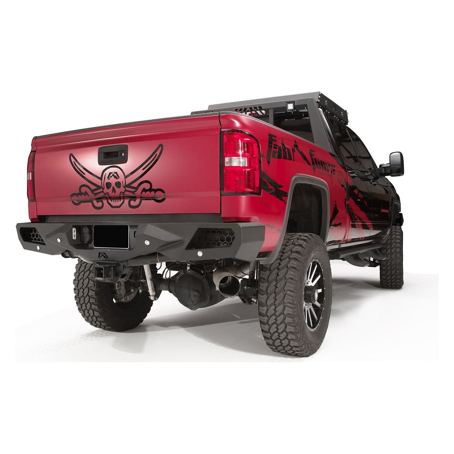 Fab Fours Vengeance Rear Bumper 2 Stage Black Powder Coated w/Sensors l CH15-E3051-1
