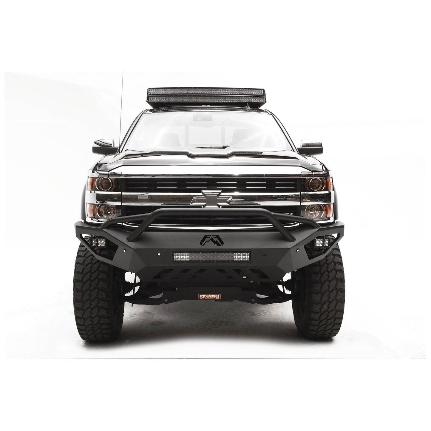 Fab Fours Vengeance Front Bumper 2 Stage Black Powder Coated Sensor Bumper Pre-Runner Guard l CH15-V3052-1