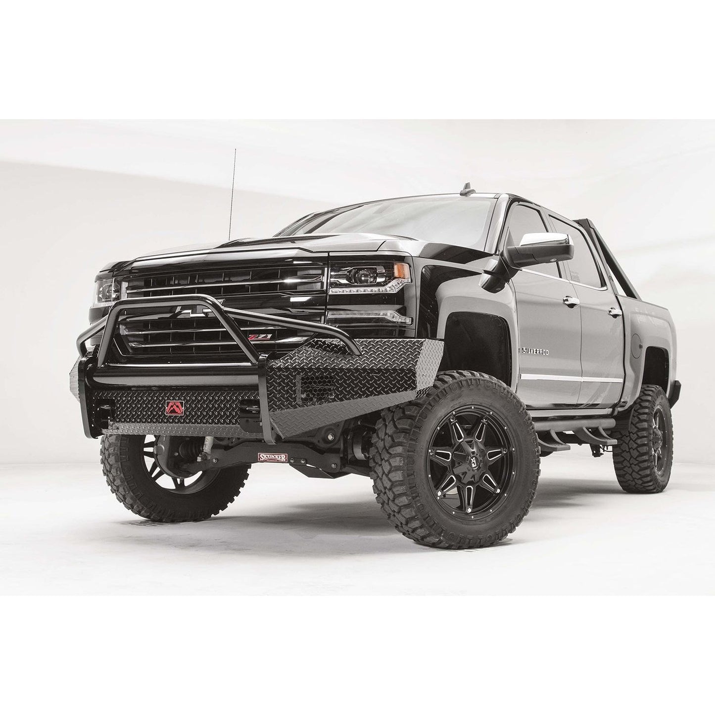 Fab Fours Black Steel Front Bumper 2 Stage Black Powder Coated w/Pre-Runner Guard l CS16-K3862-1