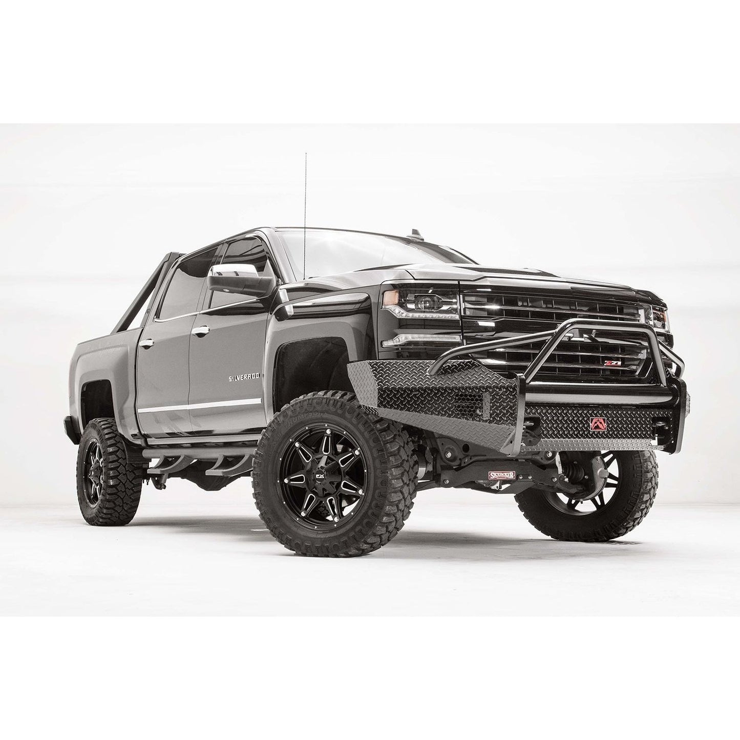 Fab Fours Black Steel Front Bumper 2 Stage Black Powder Coated w/Pre-Runner Guard l CS16-K3862-1