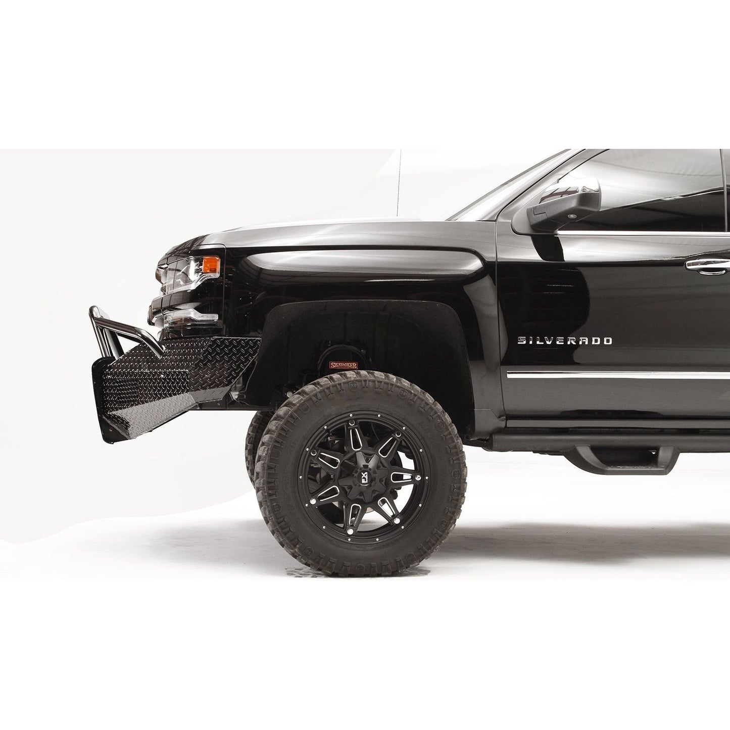 Fab Fours Black Steel Front Bumper 2 Stage Black Powder Coated w/Pre-Runner Guard l CS16-K3862-1