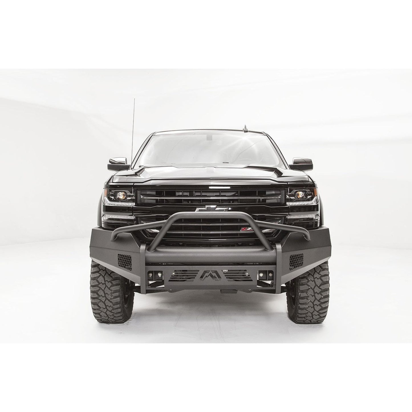 Fab Fours Elite Front Bumper 2 Stage Black Powder Coated w/Pre-Runner Guard l CS16-R3862-1