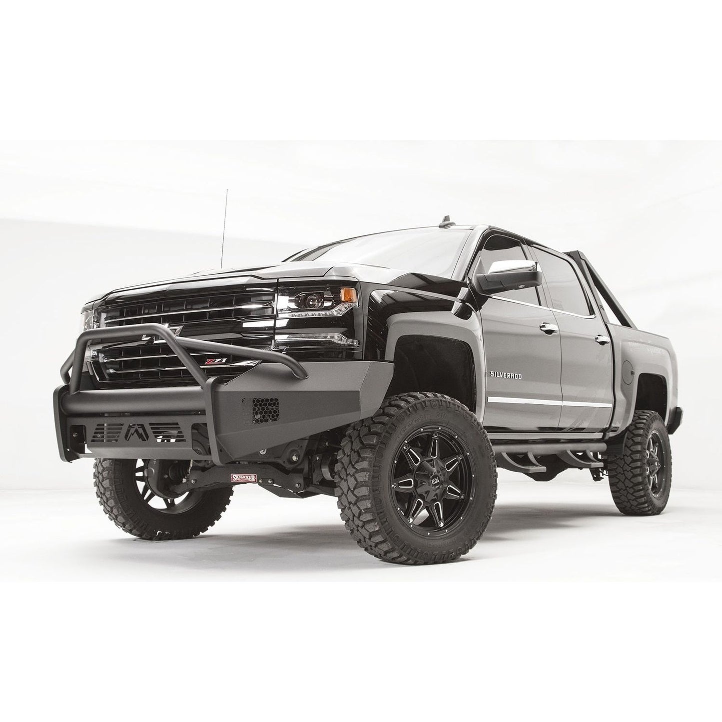 Fab Fours Elite Front Bumper 2 Stage Black Powder Coated w/Pre-Runner Guard l CS16-R3862-1
