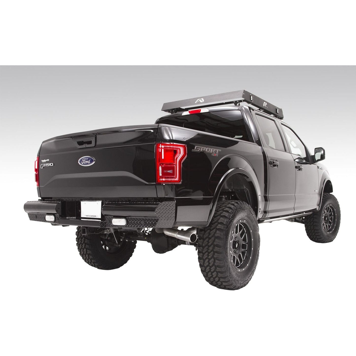 Fab Fours Black Steel Ranch Rear Bumper 2 Stage Black Powder Coated l FF15-T3250-1