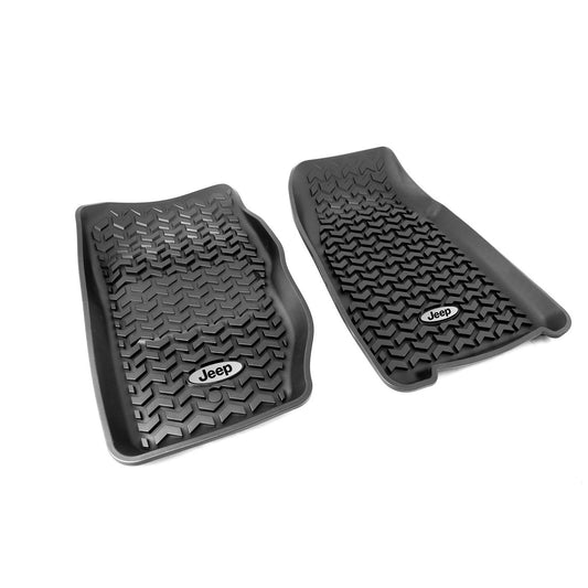 RUGGED RIDGE | DMC-12920.25 | All Terrain Front Floor Liners, Jeep Logo, 84-01 Jeep Cherokee (Xj)