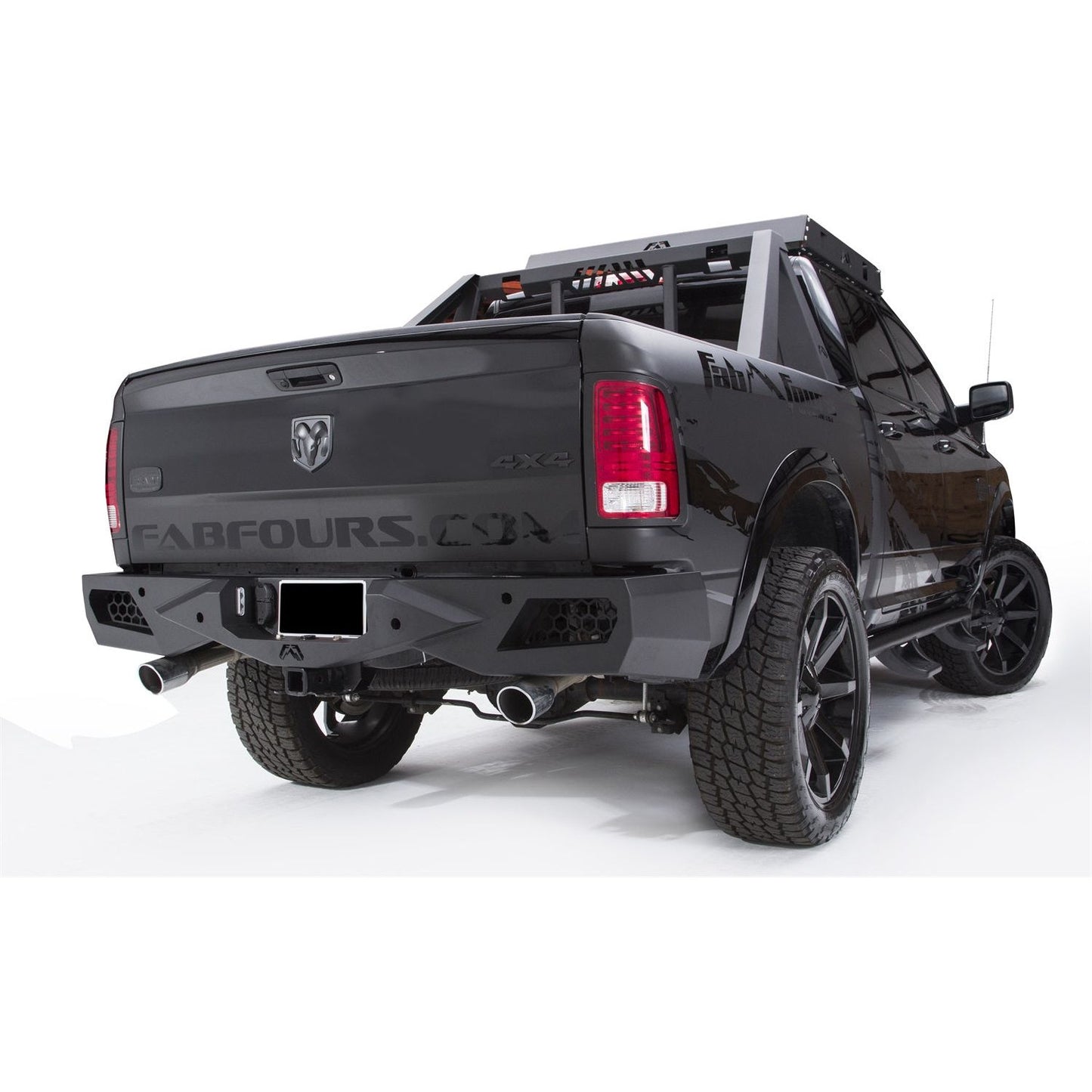 Fab Fours Premium Rear Bumper 2 Stage Black Powder Coated w/Sensors l DR09-E2951-1