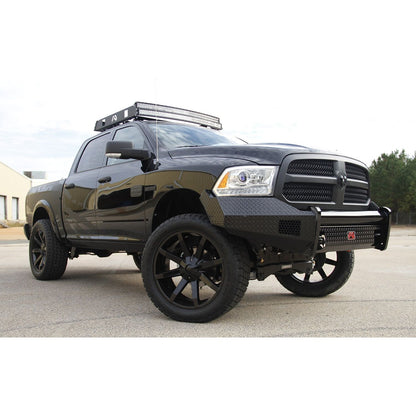 Fab Fours Black Steel Front Ranch Bumper 2 Stage Black Powder Coated w/o Full Grill Guard Incl. Light Cut-Outs l DR09-K2461-1