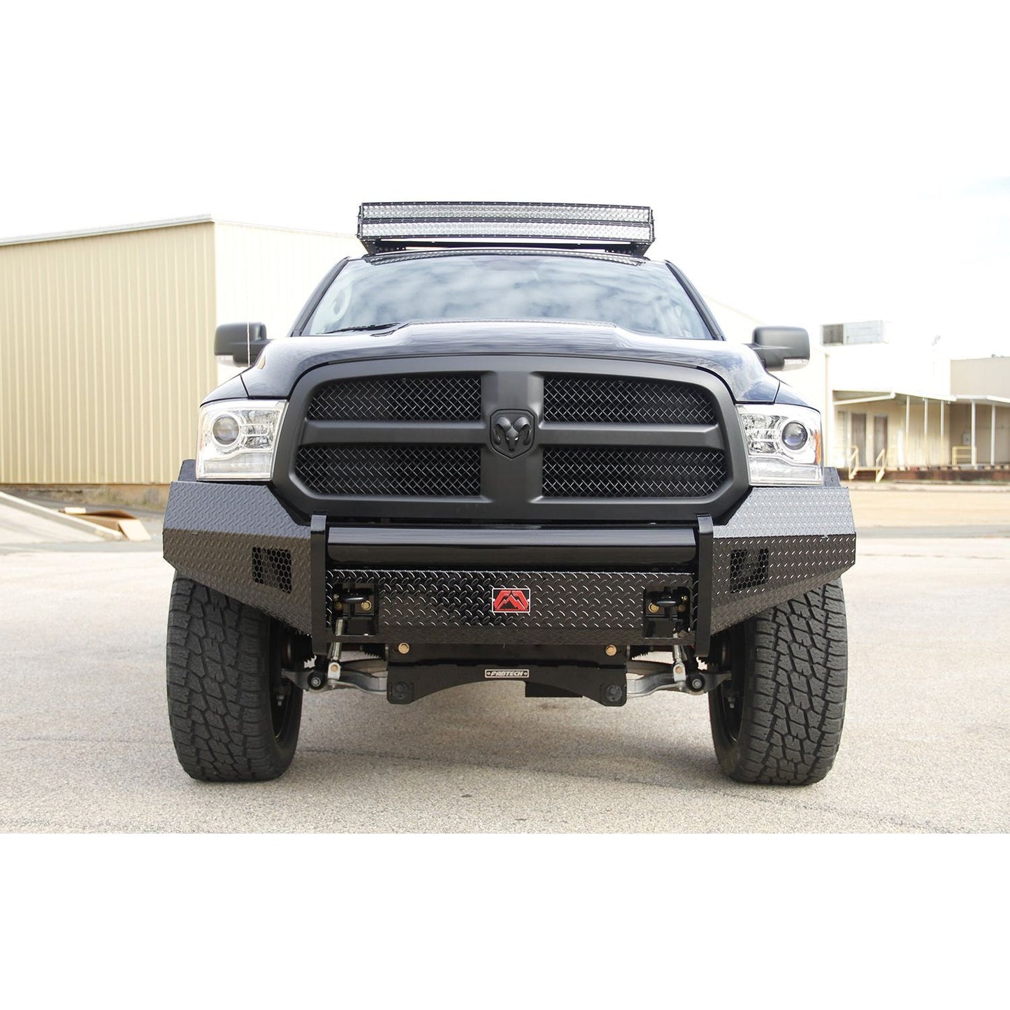 Fab Fours Black Steel Front Ranch Bumper 2 Stage Black Powder Coated w/o Full Grill Guard Incl. Light Cut-Outs l DR09-K2461-1