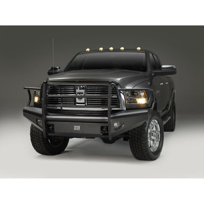 Fab Fours Elite Front Bumper 2 Stage Black Powder Coated w/Full Grill Guard Incl. Light Cut-Outs l DR10-Q2960-1