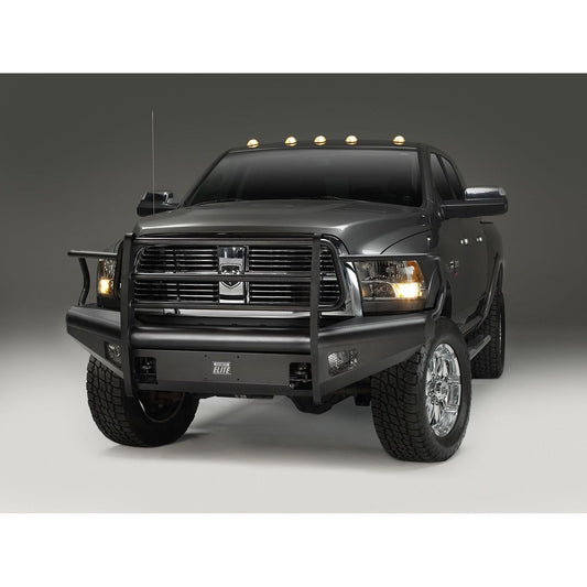Fab Fours Elite Front Bumper 2 Stage Black Powder Coated w/Full Grill Guard Incl. Light Cut-Outs l DR10-Q2960-1