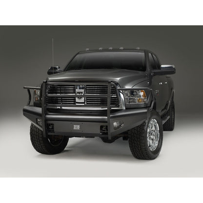 Fab Fours Elite Front Bumper 2 Stage Black Powder Coated w/Full Grill Guard Incl. Light Cut-Outs l DR10-Q2960-1