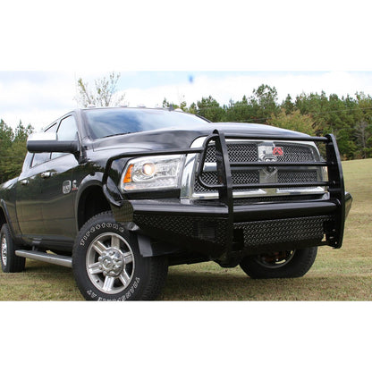 Fab Fours Black Steel Front Ranch Bumper 2 Stage Black Powder Coated w/Full Grill Guard Incl. Light Cut-Outs l DR10-S2960-1