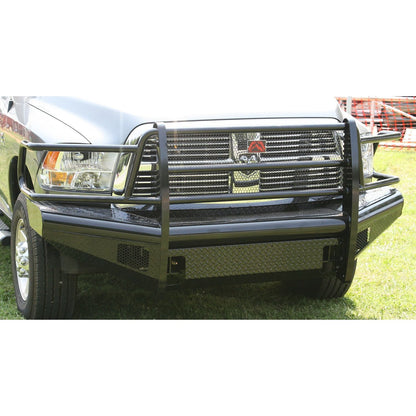 Fab Fours Black Steel Front Ranch Bumper 2 Stage Black Powder Coated w/Full Grill Guard Incl. Light Cut-Outs l DR10-S2960-1