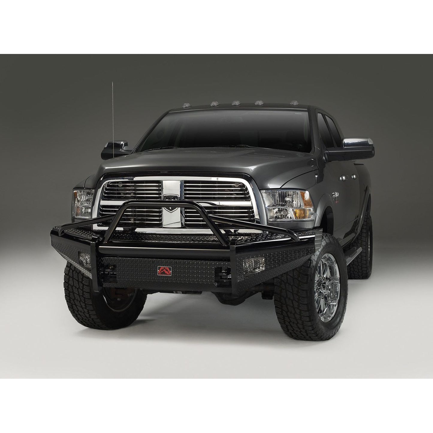 Fab Fours Black Steel Front Ranch Bumper 2 Stage Black Powder Coated w/Pre-Runner Grill Guard Incl. Light Cut-Outs l DR10-S2962-1