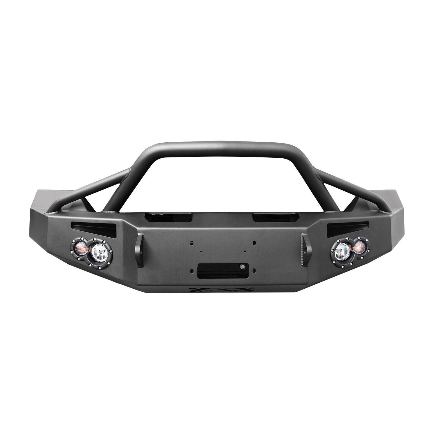 Fab Fours Premium Winch Front Bumper 2 Stage Black Powder Coated w/Pre-Runner Grill Guard l DR13-H2952-1