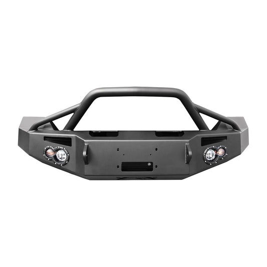 Fab Fours Premium Winch Front Bumper 2 Stage Black Powder Coated w/Pre-Runner Grill Guard l DR13-H2952-1