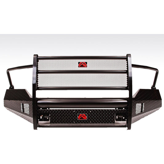 Fab Fours Black Steel Front Bumper 2 Stage Black Powder Coated w/Full Grill Guard And Tow Hooks l DR13-K2960-1