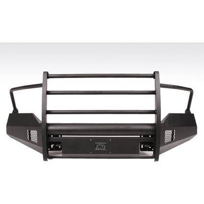 Fab Fours Elite Front Bumper 2 Stage Black Powder Coated w/Full Grill Guard And Tow Hooks l DR13-R2960-1