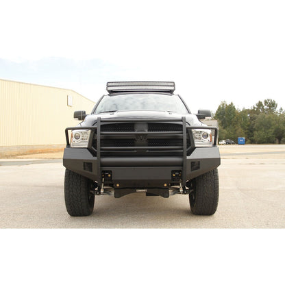 Fab Fours Elite Front Bumper 2 Stage Black Powder Coated w/Full Grill Guard And Tow Hooks l DR13-R2960-1
