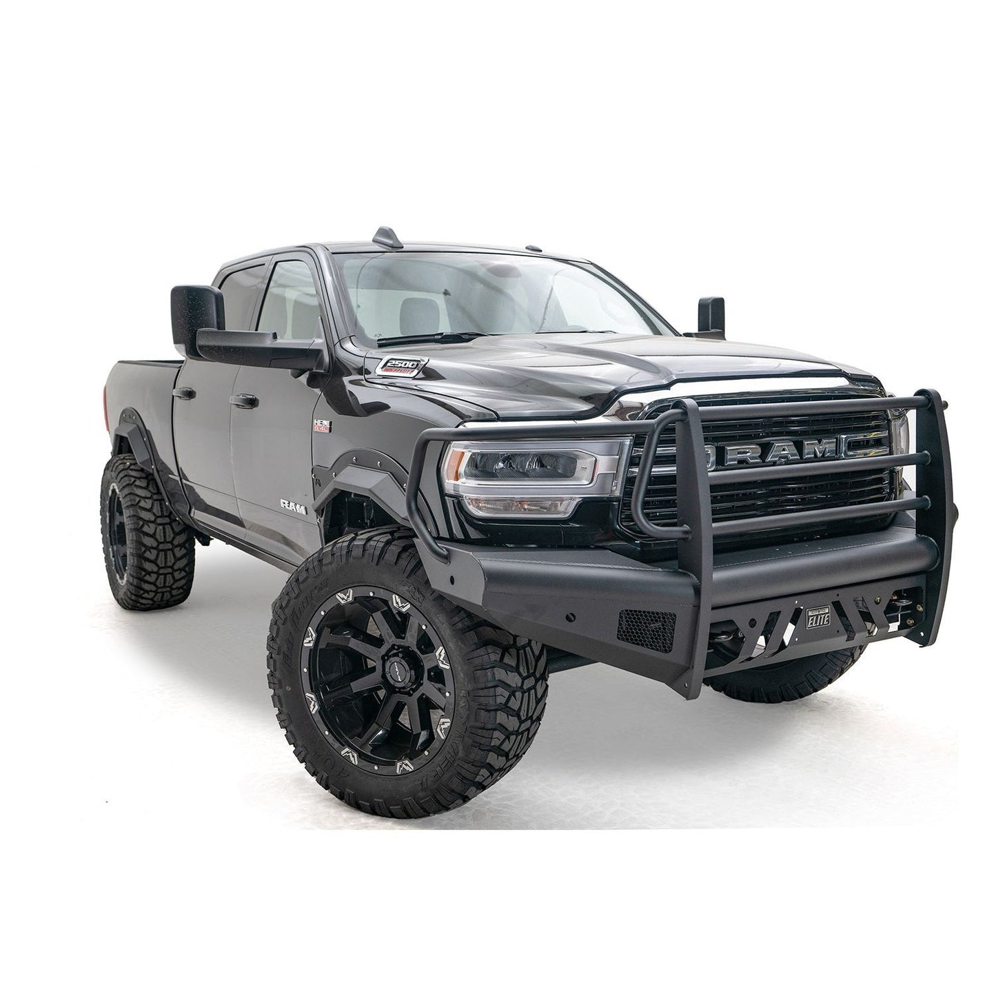 Fab Fours Elite Front Bumper Black Steel Front w/Full Guard l DR19-Q4460-1