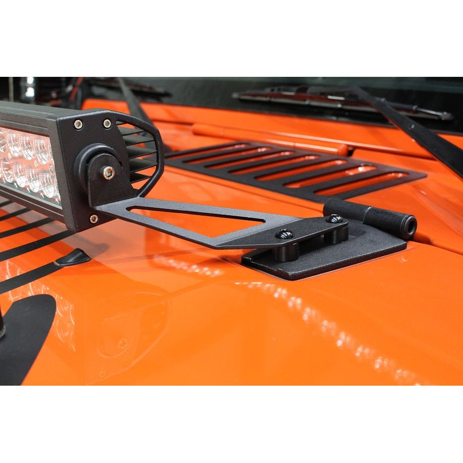 FISHBONE OFFROAD | 2007-18 Wrangler Fishbone Hood Light Mount Brackets Black Powder Coat | FB21066