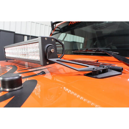 FISHBONE OFFROAD | 2007-18 Wrangler Fishbone Hood Light Mount Brackets Black Powder Coat | FB21066