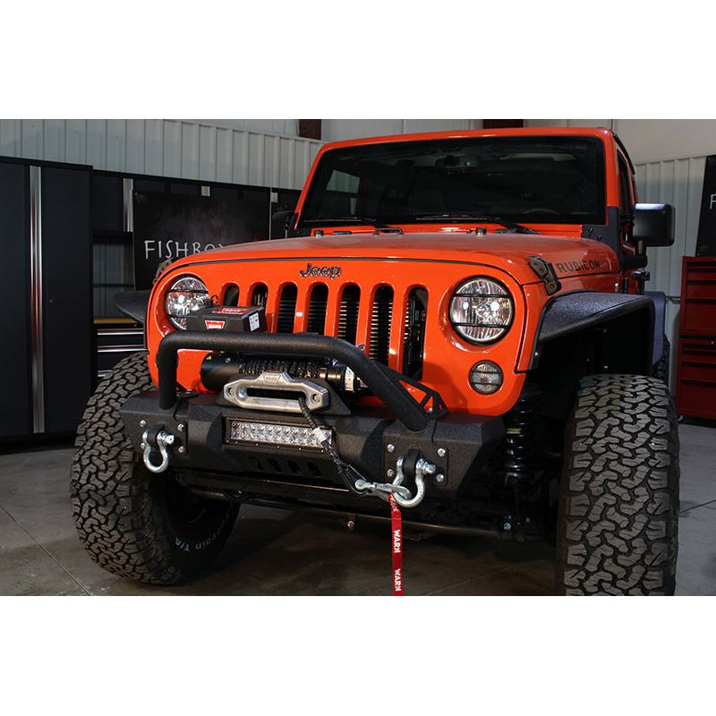 FISHBONE OFFROAD | 07-17 Jk Stubby Front Bumper W/O Led 12In Light Hole - Steel Black Powder Coat | FB22004