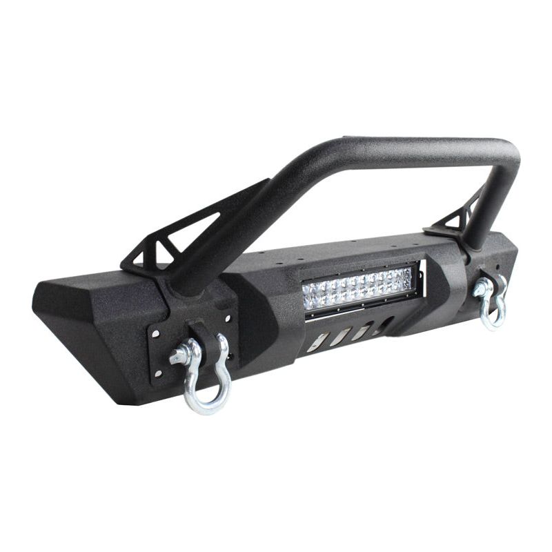 FISHBONE OFFROAD | 07-17 Jk Stubby Front Bumper W/O Led 12In Light Hole - Steel Black Powder Coat | FB22004